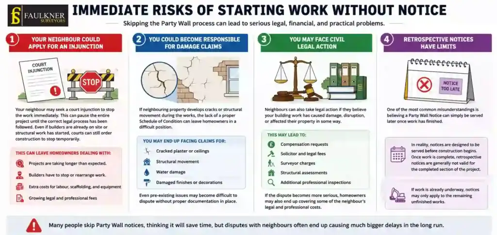 What Happens If You Start Work Without a Party Wall Notice? 1 Immediate Risks of Starting Work Without Party Wall Notice Beaconsfield